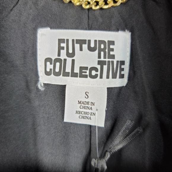 Future Collective Black Notched Lapel Double Breasted Coat Size S - Picture 2 of 5